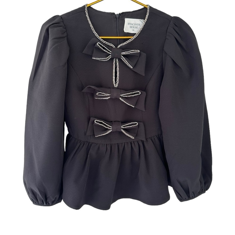 Hyacinth House • Embellished Bow Blair Blouse size XXS